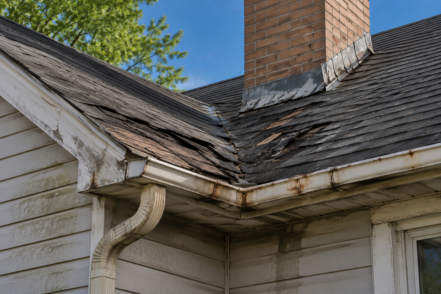 Exterior signs of a roof leak
