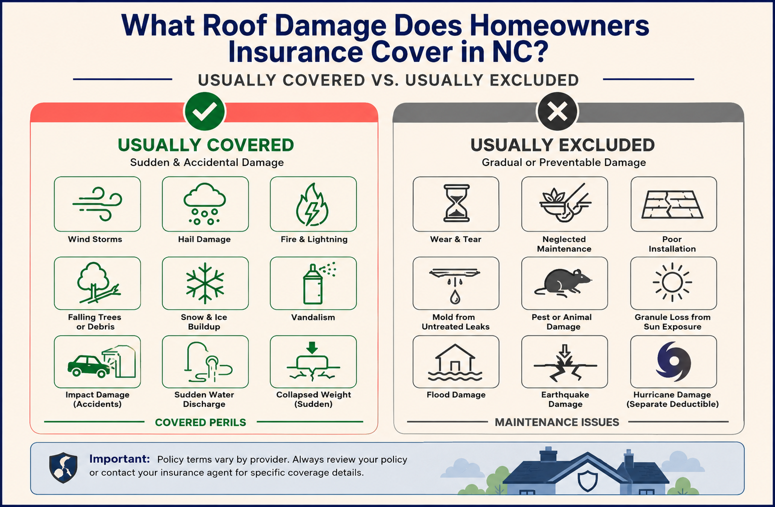 what's usually covered versus what's usually excluded