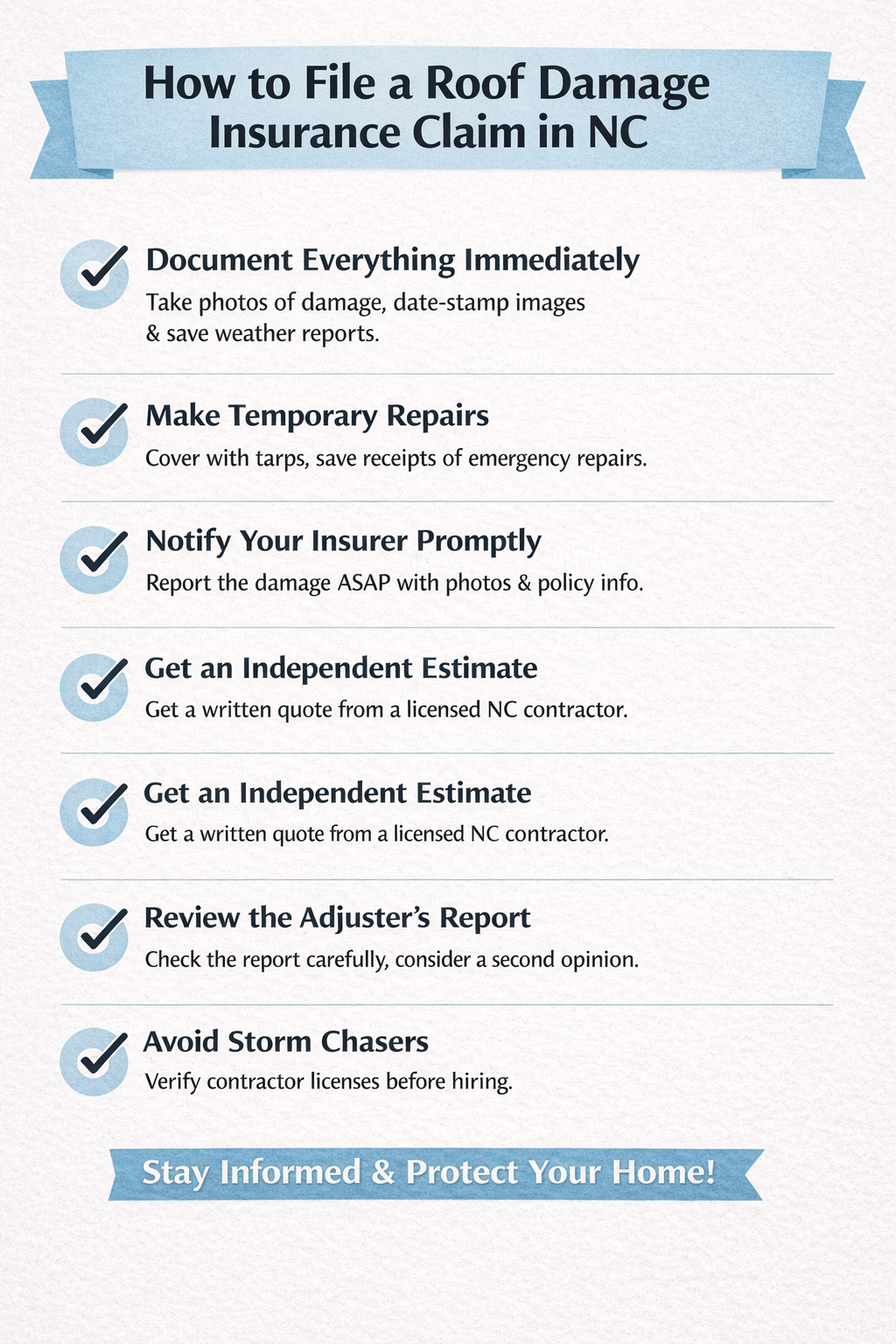 How Do You File a Roof Damage Insurance Claim in NC