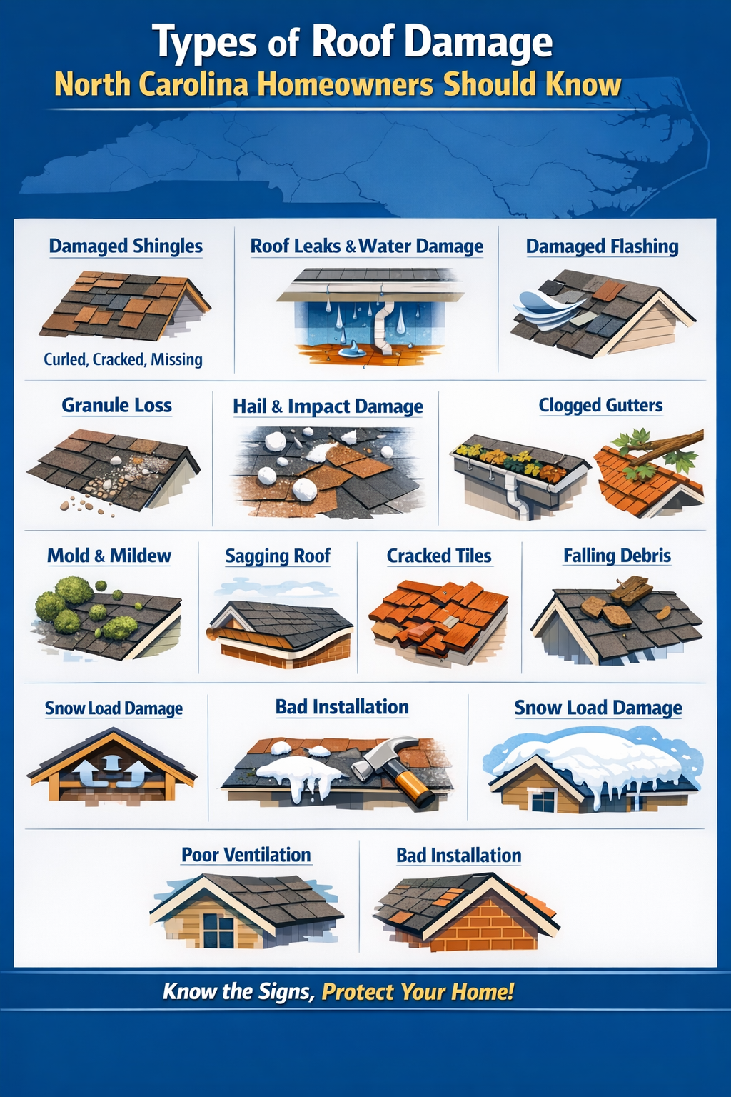 Types of roof damage