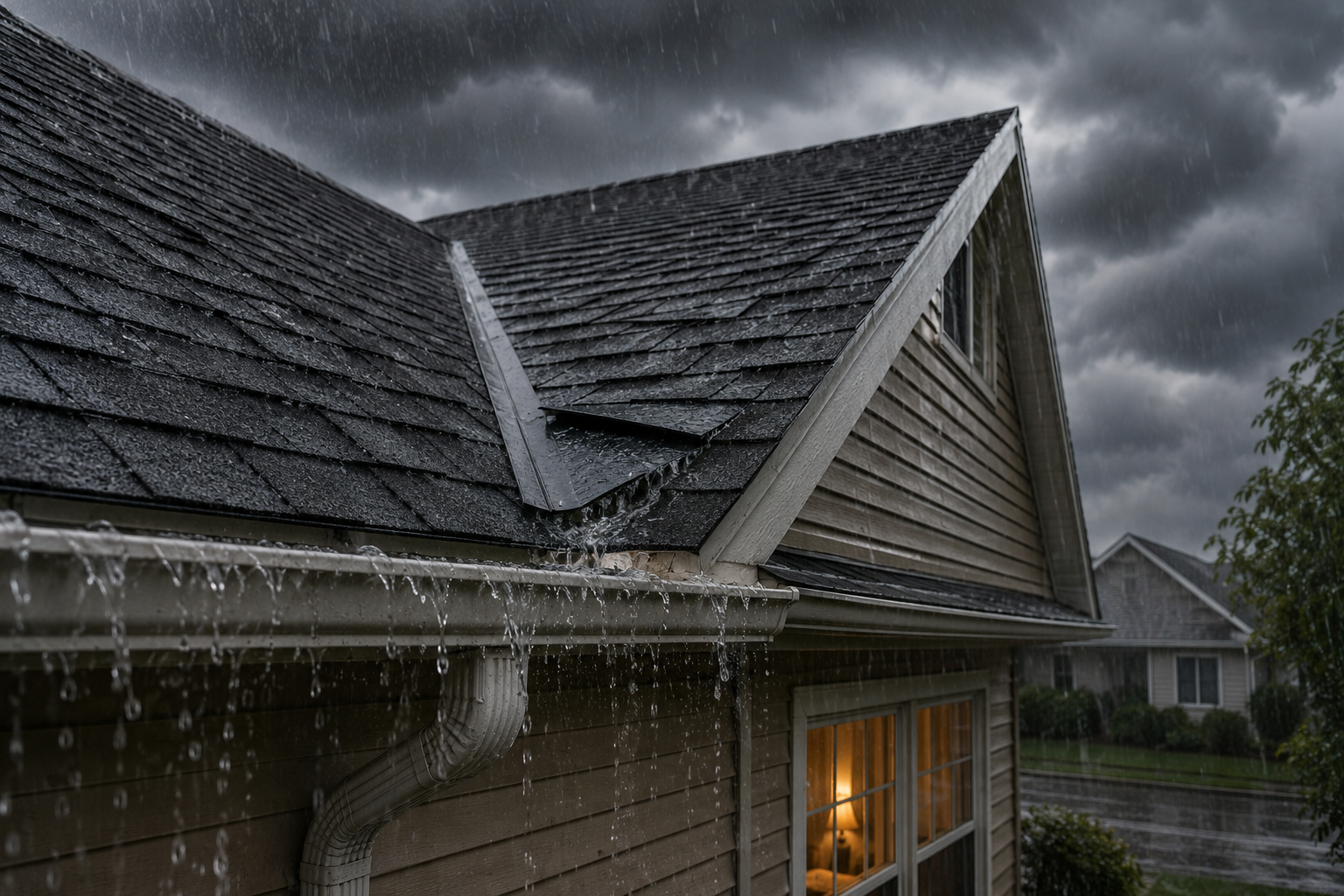 Roof damage after heavy rain Wisconsin