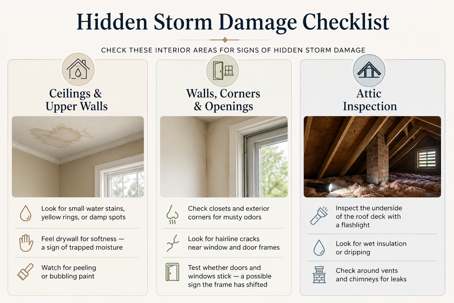 Check for Hidden or Interior Storm Damage