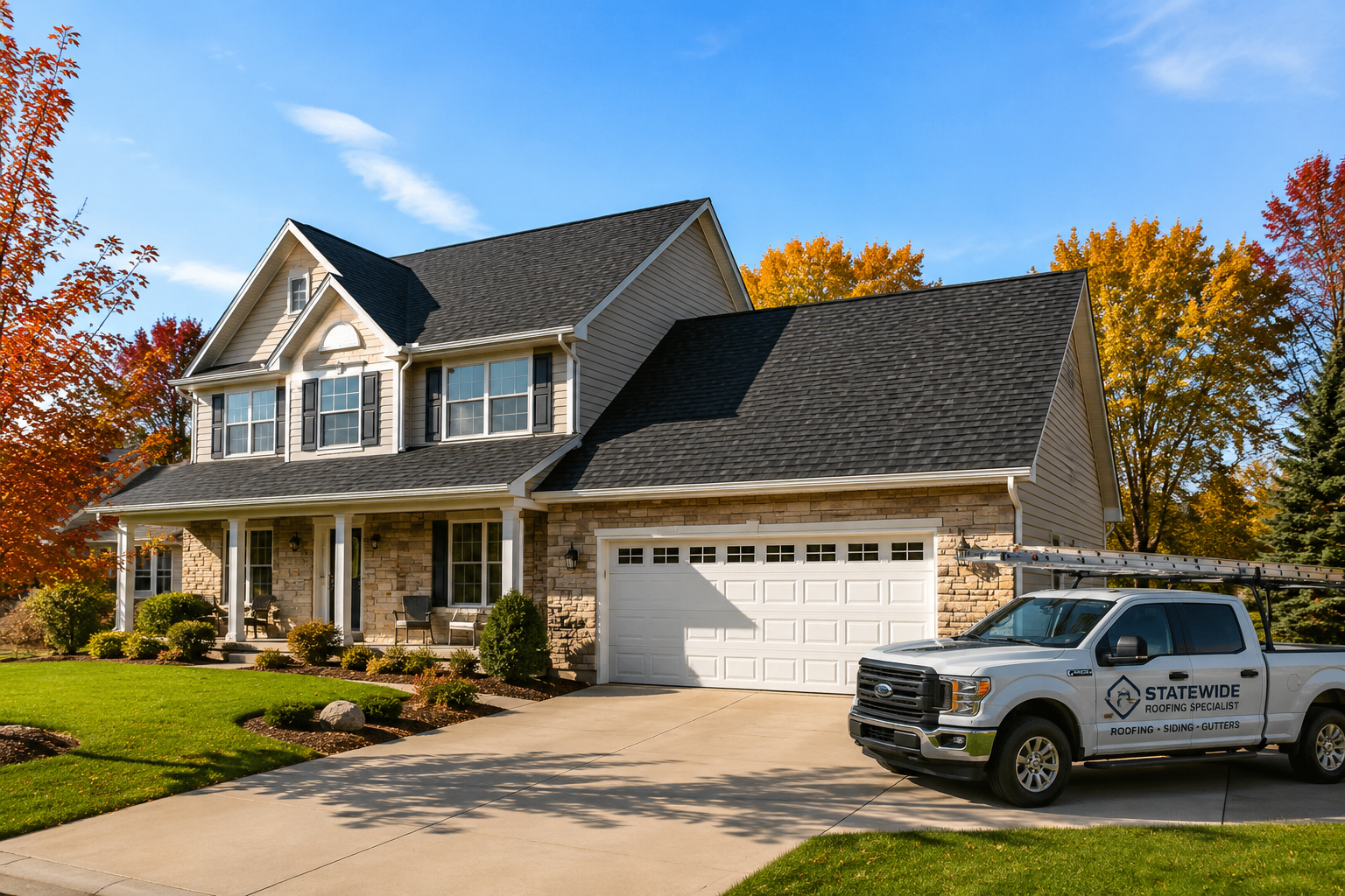 Fresh asphalt roof on Wisconsin home