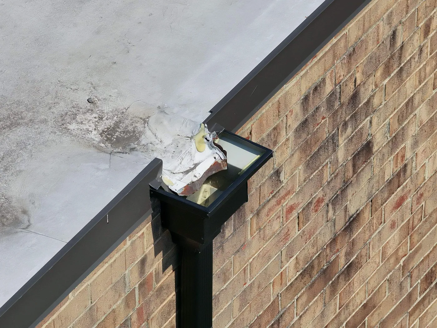 Close-up of a commercial flat roof membrane in Archdale, NC