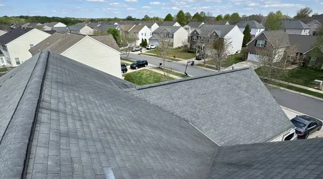 New shingle roof overlooking a neighborhood near Winston-Salem, NC